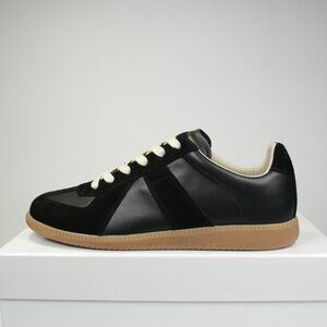 Maison Margiela Men's Black Low-Top Sneakers in Leather and Suede